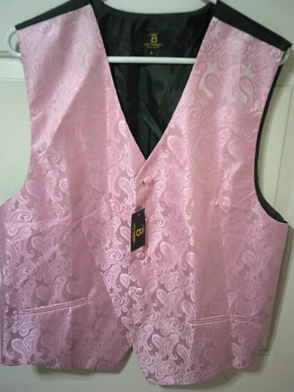 MEN'S SZ XL BEST TUXEDO (FOR ANY OCCASION) PINK PAISLEY DESIGN FORMAL VEST 👨NEW